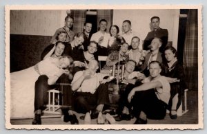 RPPC Party Handsome Men Pretty Women Drinks Keg On Tap Photo Postcard V23