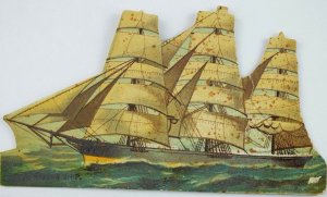 1870's-80's Honest Long Cut Tobacco Die-Cut Nautical Ship P62