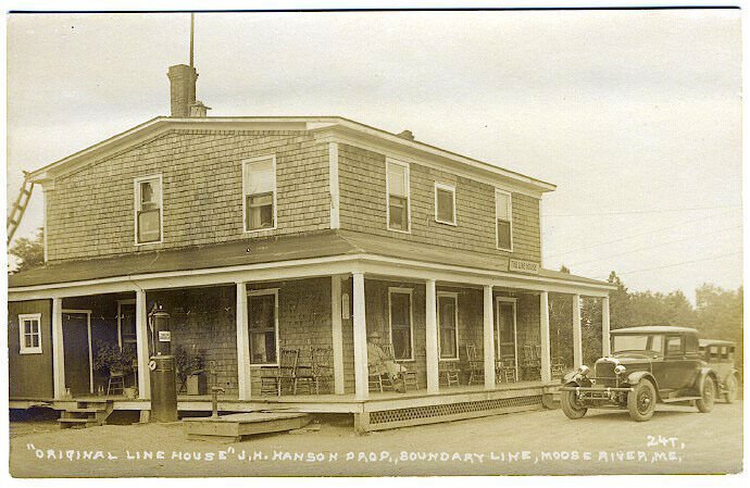 Moose River ME Line House Socony Gas Pump Old Cars Real Photo RPPC Postcard