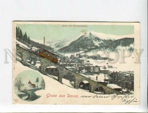 3173361 SWITZERLAND GRUSS aus DAVOS Vintage lithograph postcard