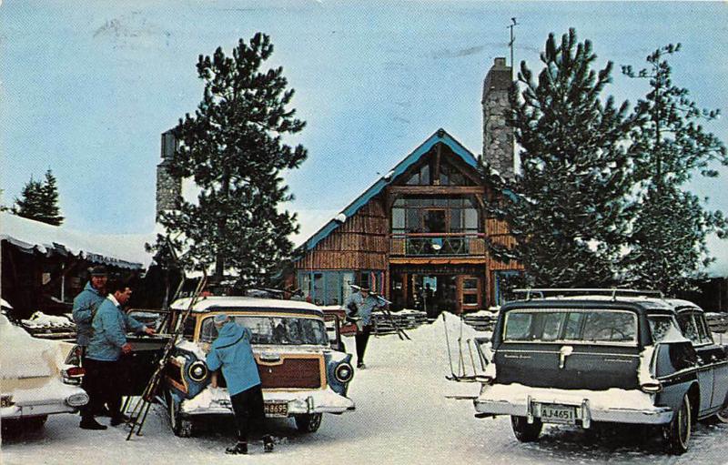 Station Wagons Chalet Otsego Ski  Club Gaylord Michigan 1963 postcard