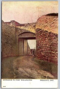 Postcard Prescott Ontario c1907 Entrance To Fort Wellington RPO Cancel GTRY