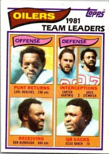 1982 Topps Football Card '81 Team Leaders Houston Oilers sk8931