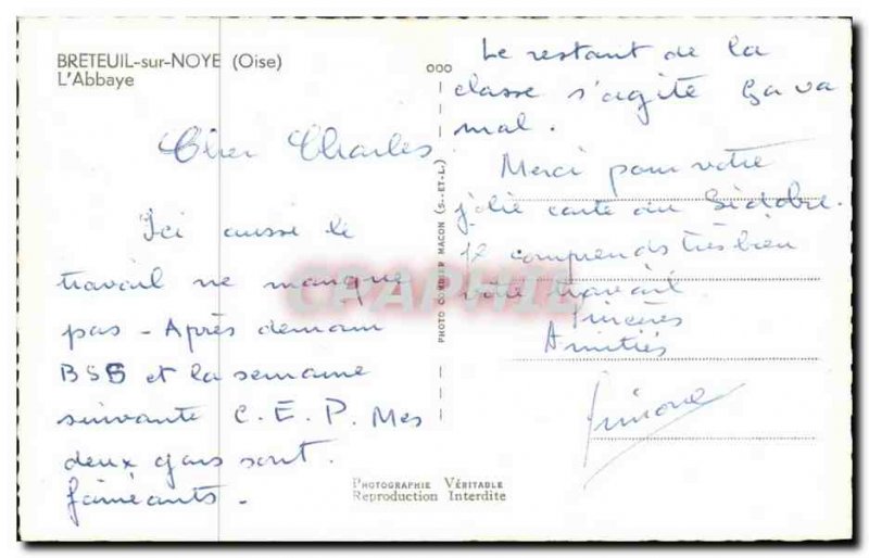 Breteuil sur Noye - L & # 39abbaye Old Postcard