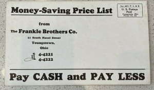 Youngstown Ohio Postcard C1940s Large Frankle Brothers Tobacco Sales Cigar Store