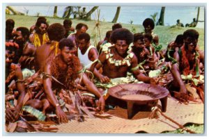 c1950's Kava Ceremony By Islanders of Samoa Vintage Unposted Postcard