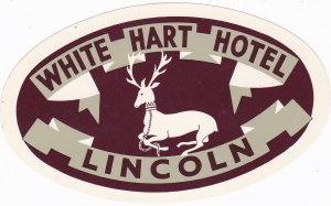 England LLincoln White Hart Hotel Vintage Luggage Label sk3484