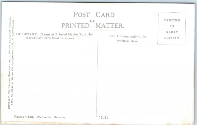 c1910s Warwick Castle, England Drawbridge Gatehouse Peacock Medieval Towers A365