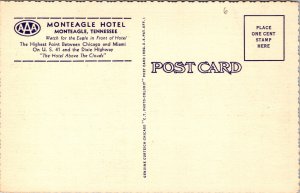 Monteagle Tennessee Monteagle Hotel  US 41 & Dixie Hwy Vintage Postcard