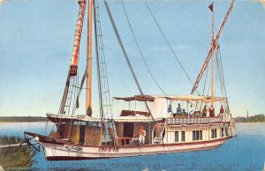 Egypt Egyptian Types and Scene Excursion Boat on the Nile vintage postcard B934