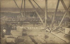 Keokuk Water Power Construction Scene RR Train c1910 Real Photo Postcard