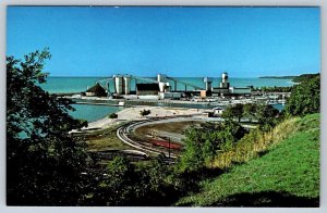 Domtar Sifto Salt Mine And Harbour Goderich Ontario, Vintage Chrome Postcard NOS