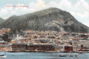 Central View of Hong Kong, China ca 1910s Vintage Postcard