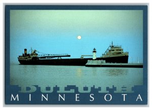 Postcard MN Giant Freighter Duluth Minnesota Continental View Card 
