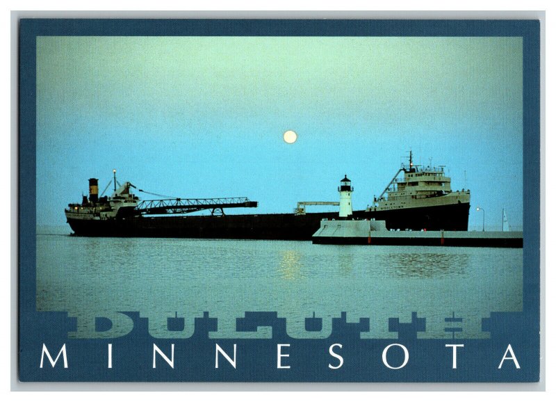 Postcard MN Giant Freighter Duluth Minnesota Continental View Card 