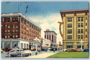 Great Falls Montana MT Postcard Looking South Second Street Rainbow Hotel 1951