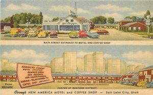 1950s Utah Salt Lake City Covey's Motel Coffee Shop Teich Postcard 22-11568