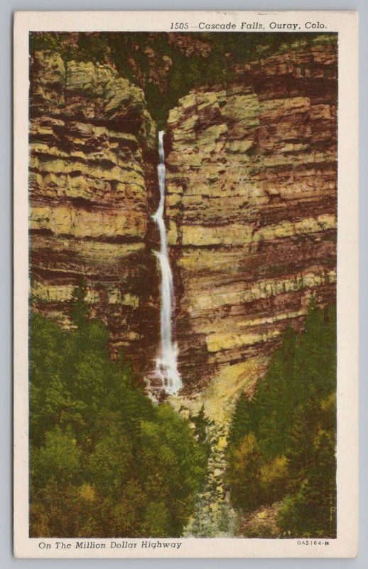 Ouray Colorado~Cascade Falls~On Million Dollar Highway~Vintage Postcard 