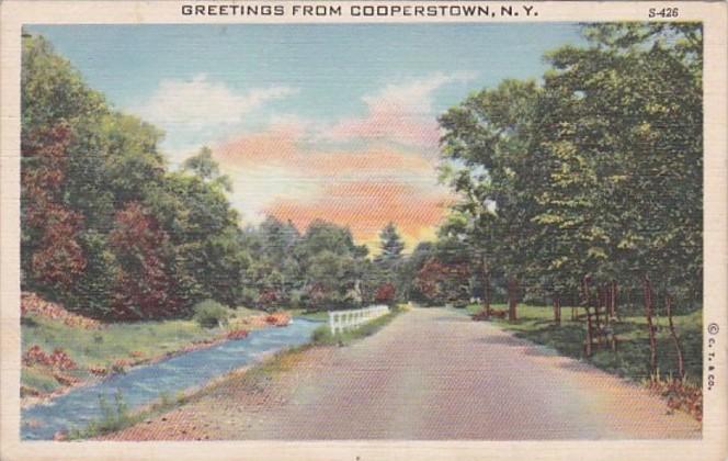 New York Greetings From Cooperstown 1946 Curteich