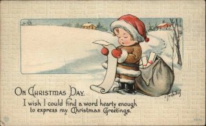 Christmas Little Boy Santa Claus Reading List Charles Twelvetrees Postcard