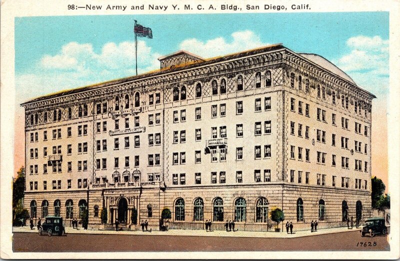 New Army Navy YMCA Building San Diego California Divided Back Postcard Unposted 
