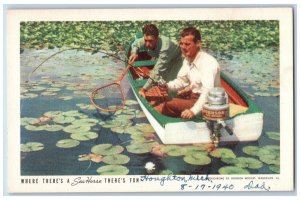 Houghton Michigan MI Postcard Mens Seahorse Motor Fishing c1910's Antique