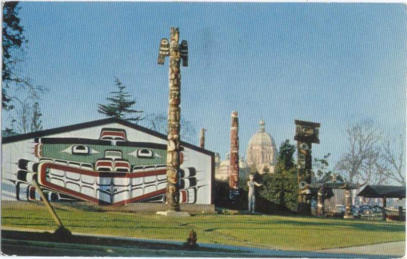 Totem Poles in Thunderbird Park Victoria British Columbia BC