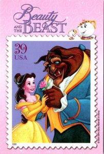 Walt Disney BEAUTY & THE BEAST 2007 USPS Stamp Look MOVIE~Animation 4X6 Postcard