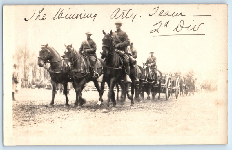 RPPC WWI Luxembourg US Army Soldiers Horse Show 2nd Division Real Photo Postcard
