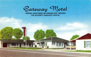 GATEWAY MOTEL Carson City, Nevada Roadside Highway 50 Vintage Postcard ca 1950s