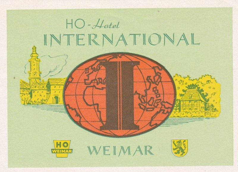 Germany Weimar Ho Hotel International Vintage Luggage Label sk2369