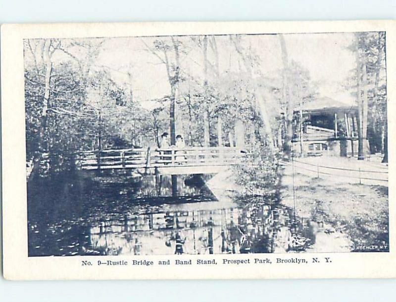 Pre-1907 BANDSTAND AND BRIDGE AT PROSPECT PARK Brooklyn - New York City NY A3383