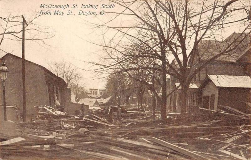 Dayton Ohio McDonough Street Scene Ruins Antique Postcard K61041