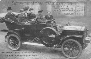 Washington DC President Taft in Auto White Steamer Vintage Postcard AA109901