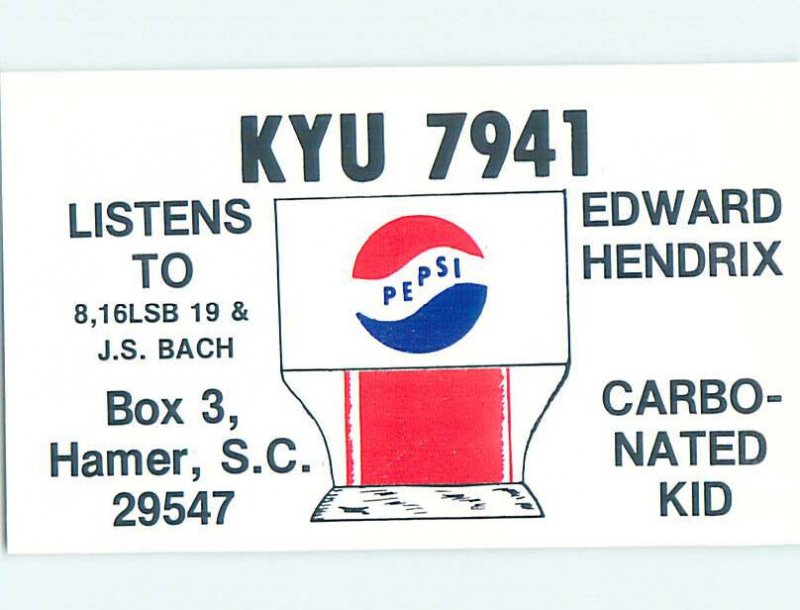 Pre-1980 RADIO CARD - CB HAM OR QSL Hamer - Near Dillon & Florence SC AH0899