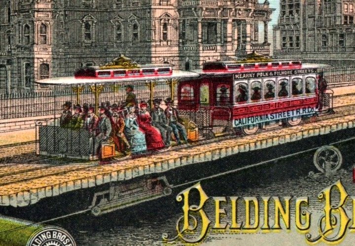 1880s Belding Bros. Spool Silk Sectional View San Francisco Cable Car 7E