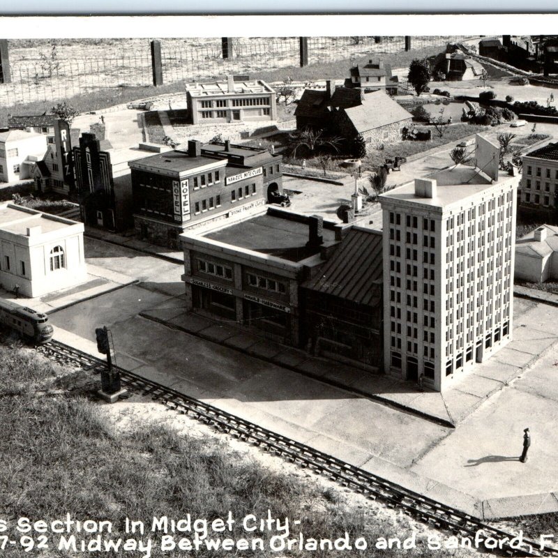 c1950s Orlando - Sanford, Fla RPPC Midget City Business Real Photo Postcard A85