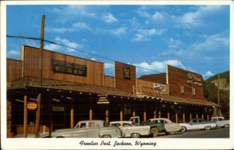 Jackson WY Street Scene Cars Stores Postcard #5