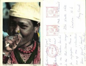 india, DARJEELING, Native Nepaly Village Woman Smoking (1962) DAS Studio RPPC