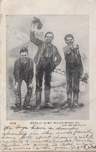 Breaker Boys At Coal Mine American Old Mining Postcard