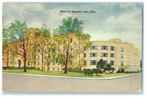 1956 View of Memorial Hospital Lima Ohio OH Vintage Posted Postcard