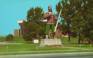 Paul Bunyan Statue & Municipal Arena Auditorium Monument Bangor Main Postcard