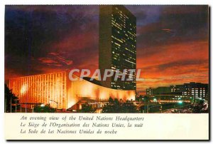 Modern Postcard The United Nations Headquarters of the United Nations at night