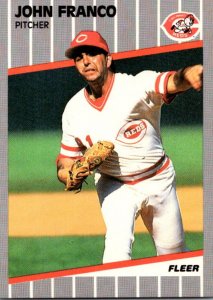 1989 Fleer Baseball Card John Franco Pitcher Cincinnati Reds sun0661