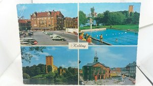 Vintage Postcard Multiview Kolding Swimming Pool Town Hall Museum Denmark