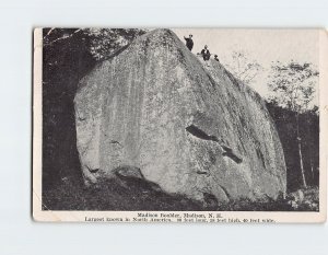 Postcard Madison Boulder, Largest known in North America, Madison, New Hampshire