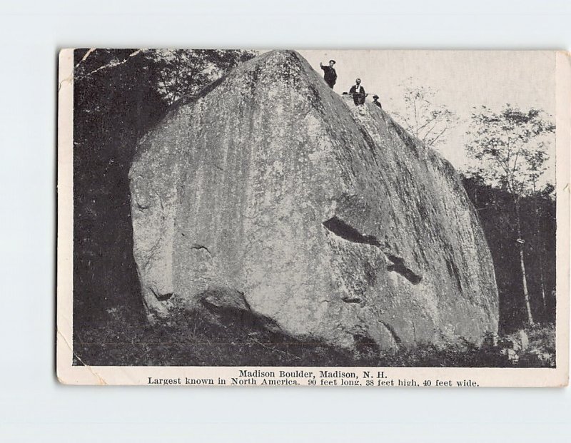 Postcard Madison Boulder, Largest known in North America, Madison, New Hampshire