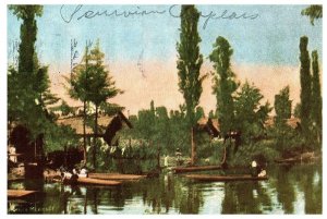 Xochimilco Mexico Tourists Natives River Boats Postcard Posted