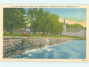 Linen CHURCH SCENE Skaneateles - Near Auburn & Syracuse New York NY AD0987@