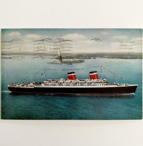 SS America Luxury Liner Cruise Ship 1940-50 Postcard Nautical Atlantic PCBG12B